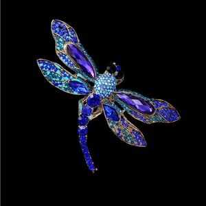 Dragonfly brooch bold colorful wings extended dragonfly pin